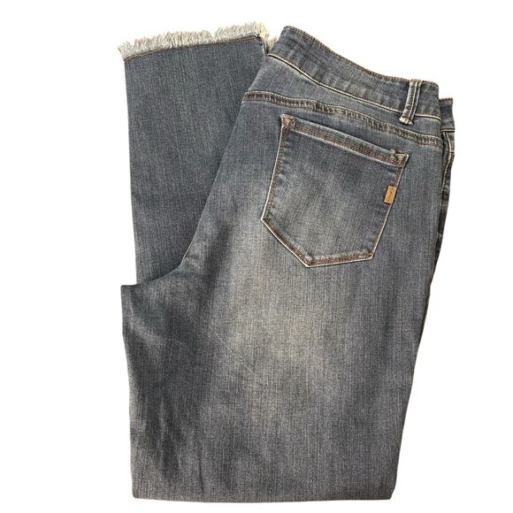 1822 Denim Skinny Jeans Womens Size 14 Mid-Rise Body-Positive Stretch Frayed Hem - Picture 1 of 16
